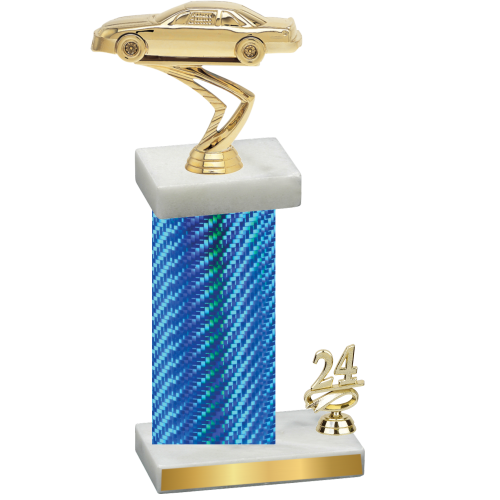 Accented Single Blue Carbon Fiber Year Cars Trophy