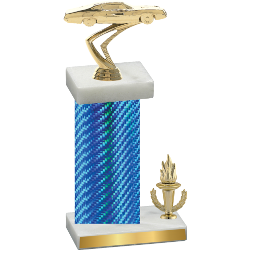 Accented Single Blue Carbon Fiber Victory Cars Trophy