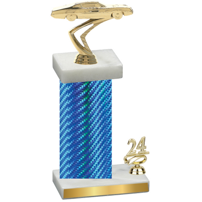 Accented Single Blue Carbon Fiber Year Cars Trophy