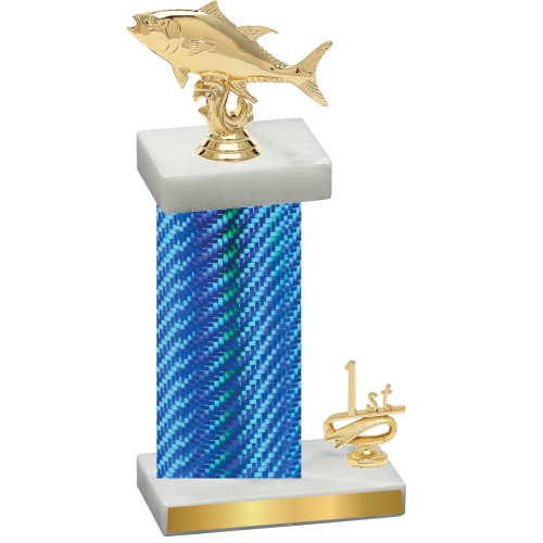 Accented Single Blue Carbon Fiber First Place Fishing Trophy