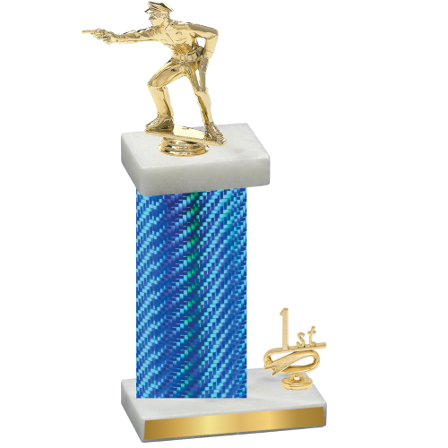 Accented Single Blue Carbon Fiber First Place Shooter Trophy