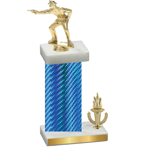 Accented Single Blue Carbon Fiber Victory Shooter Trophy