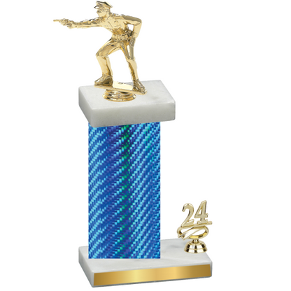 Accented Single Blue Carbon Fiber Year Shooter Trophy