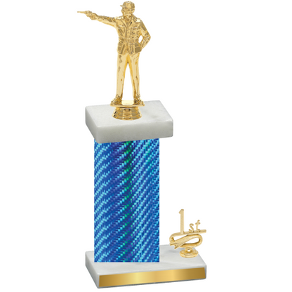 Accented Single Blue Carbon Fiber First Place Shooter Trophy