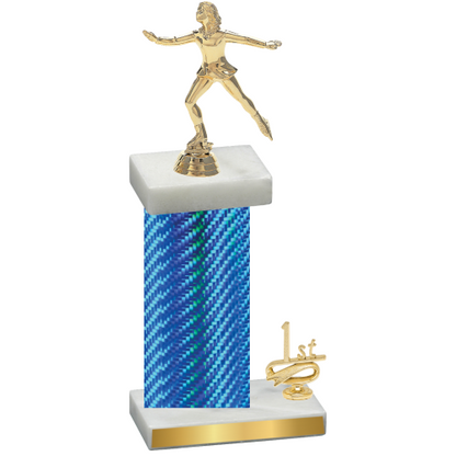 Accented Single Blue Carbon Fiber First Place Skater Trophy