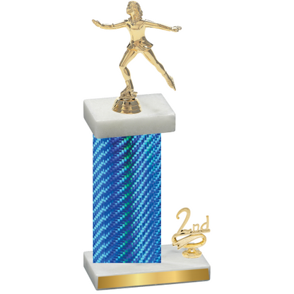 Accented Single Blue Carbon Fiber Second Place Skater Trophy