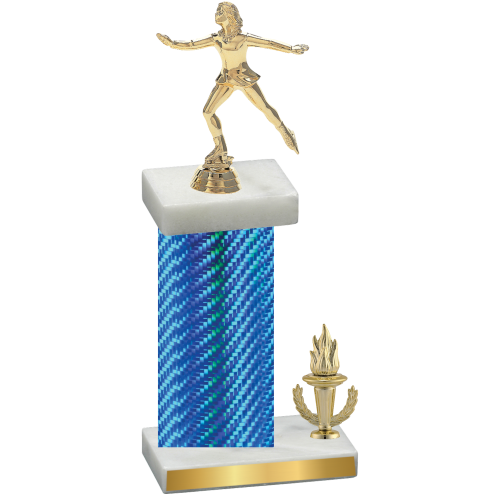 Accented Single Blue Carbon Fiber Victory Skater Trophy