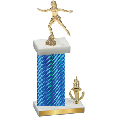 Accented Single Blue Carbon Fiber Victory Skater Trophy