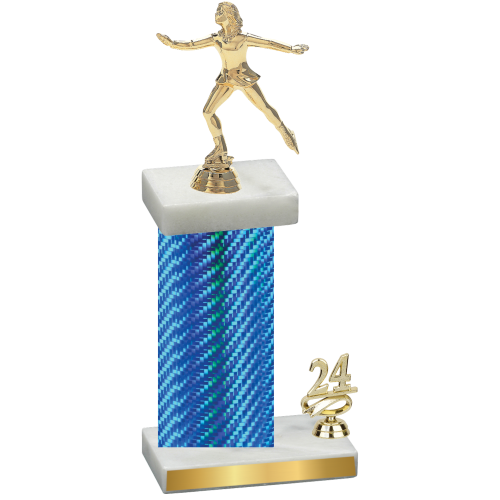 Accented Single Blue Carbon Fiber Year Skater Trophy