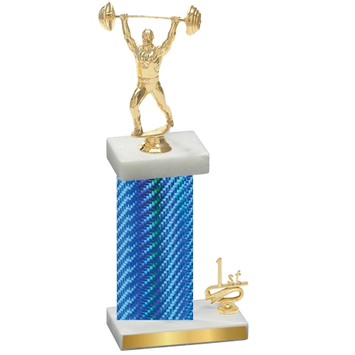 Accented Single Blue Carbon Fiber First Place Weights Trophy