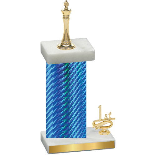 Accented Single Blue Carbon Fiber First Place Chess Trophy