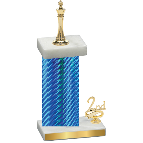 Accented Single Blue Carbon Fiber Second Place Chess Trophy