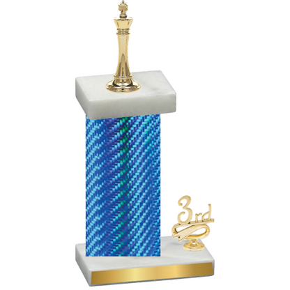 Accented Single Blue Carbon Fiber Third Place Chess Trophy