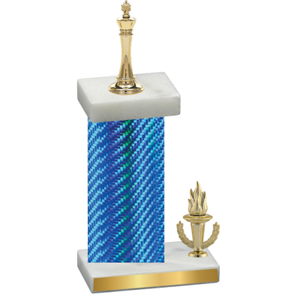 Accented Single Blue Carbon Fiber Victory Chess Trophy