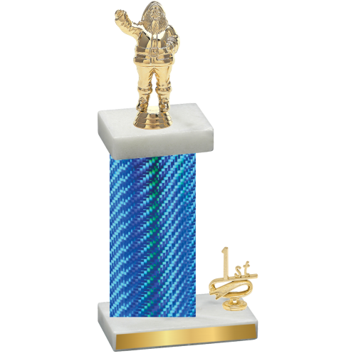 Accented Single Blue Carbon Fiber First Place Holiday Trophy