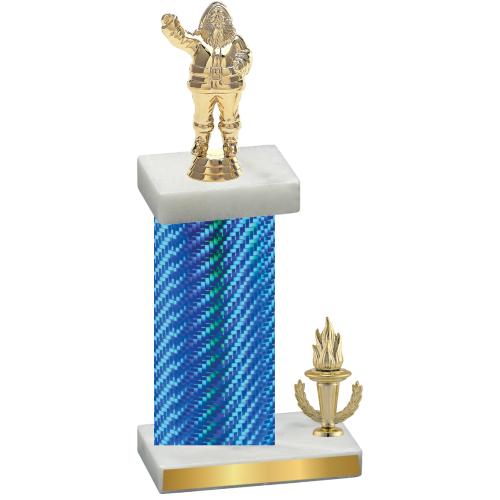 Accented Single Blue Carbon Fiber Victory Holiday Trophy