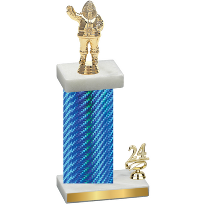 Accented Single Blue Carbon Fiber Year Holiday Trophy