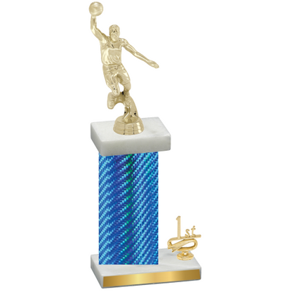 Accented Single Blue Carbon Fiber First Place Basketball Trophy