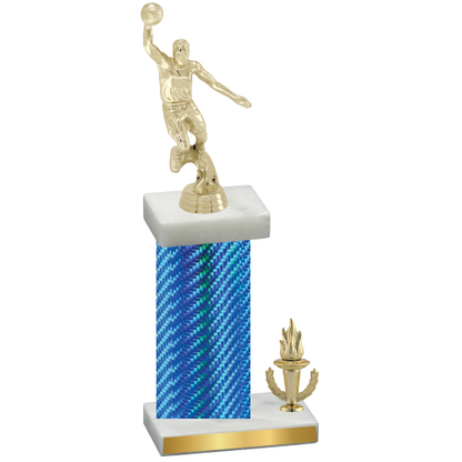 Accented Single Blue Carbon Fiber Victory Basketball Trophy