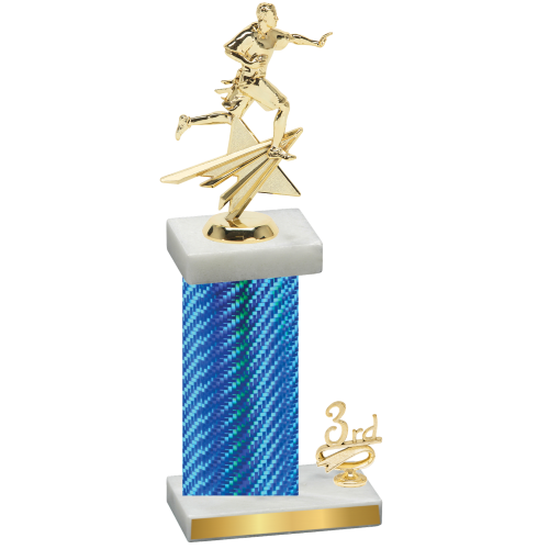 Accented Single Blue Carbon Fiber Third Place Flag Football Trophy