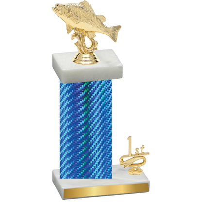 Accented Single Blue Carbon Fiber First Place Fishing Trophy