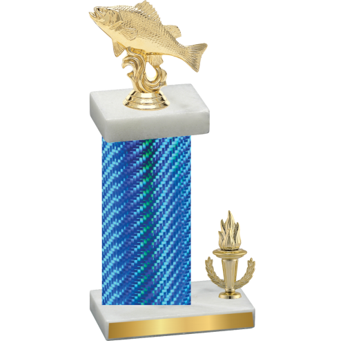 Accented Single Blue Carbon Fiber Victory Fishing Trophy