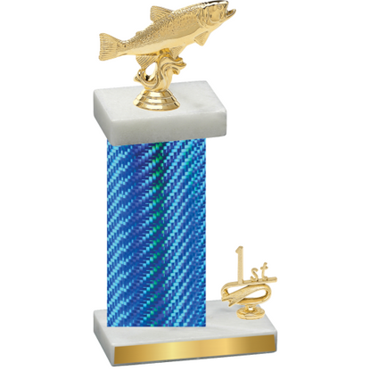 Accented Single Blue Carbon Fiber First Place Fishing Trophy