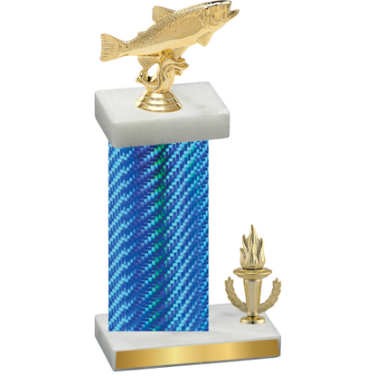 Accented Single Blue Carbon Fiber Victory Fishing Trophy