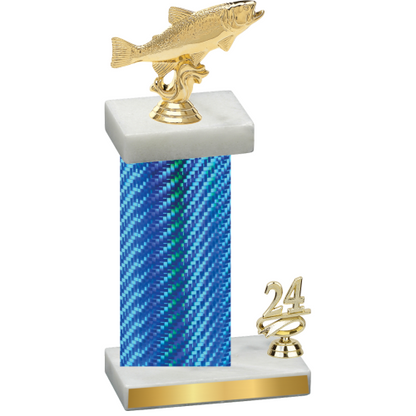Accented Single Blue Carbon Fiber Year Fishing Trophy