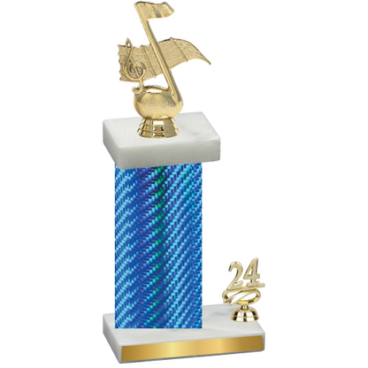 Accented Single Blue Carbon Fiber Year Music Trophy