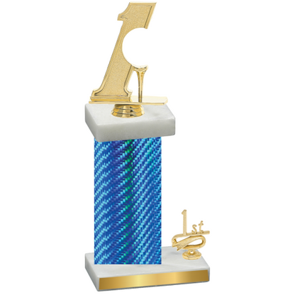 Accented Single Blue Carbon Fiber First Place Golf Trophy