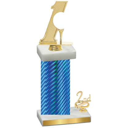 Accented Single Blue Carbon Fiber Second Place Golf Trophy