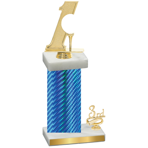 Accented Single Blue Carbon Fiber Third Place Golf Trophy