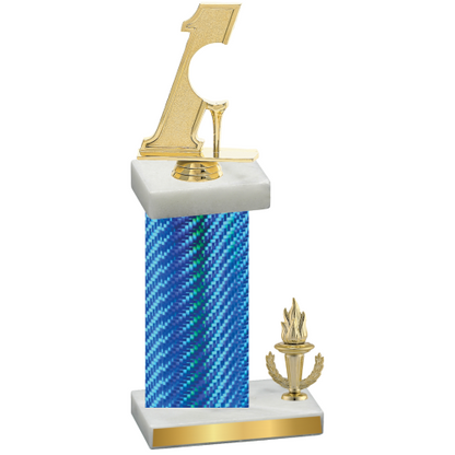 Accented Single Blue Carbon Fiber Victory Golf Trophy