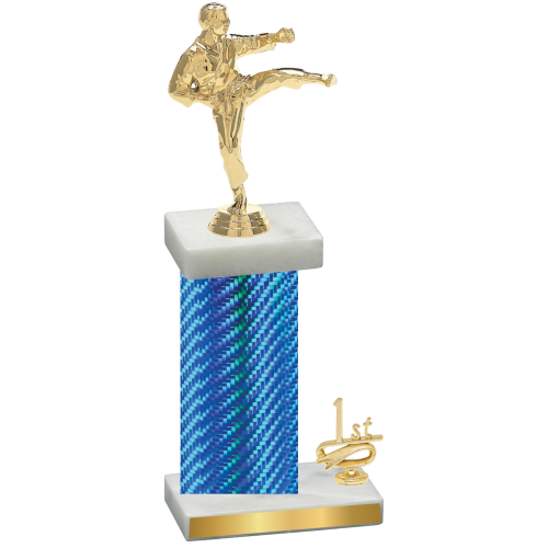 Accented Single Blue Carbon Fiber First Place Karate Trophy