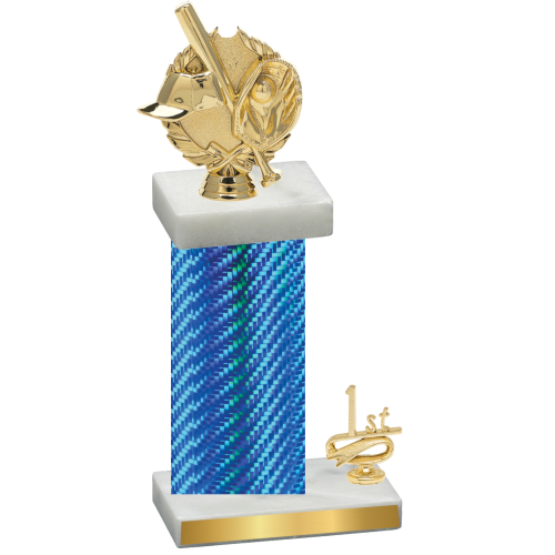 Accented Single Blue Carbon Fiber First Place Baseball Trophy