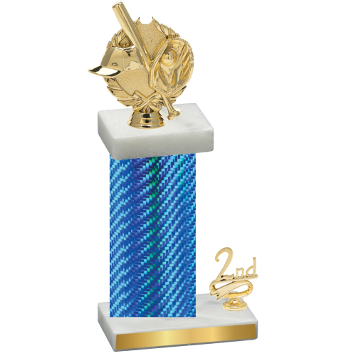 Accented Single Blue Carbon Fiber Second Place Baseball Trophy