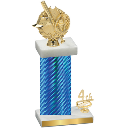 Accented Single Blue Carbon Fiber Fourth Place Baseball Trophy