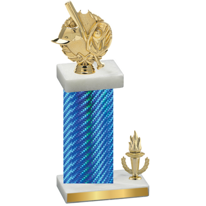 Accented Single Blue Carbon Fiber Victory Baseball Trophy