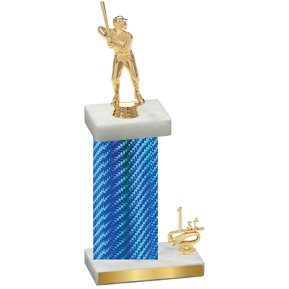 Accented Single Blue Carbon Fiber First Place Baseball Trophy