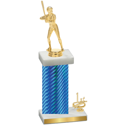 Accented Single Blue Carbon Fiber First Place Softball Trophy