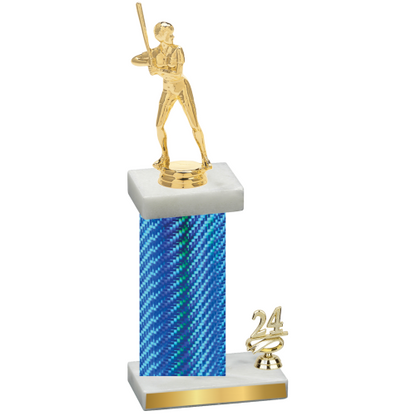 Accented Single Blue Carbon Fiber Year Softball Trophy