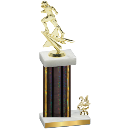 Accented Single Black Glacier Year Football Trophy