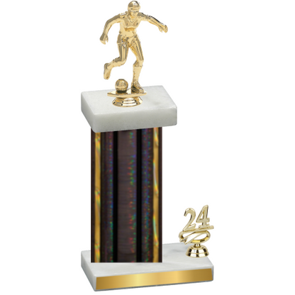 Accented Single Black Glacier Year Soccer Trophy