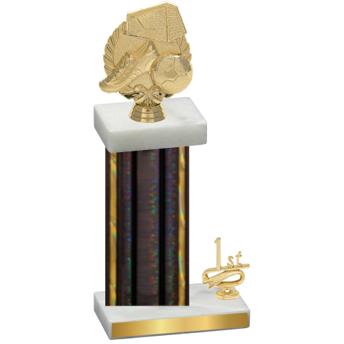 Accented Single Black Glacier First Place Soccer Trophy