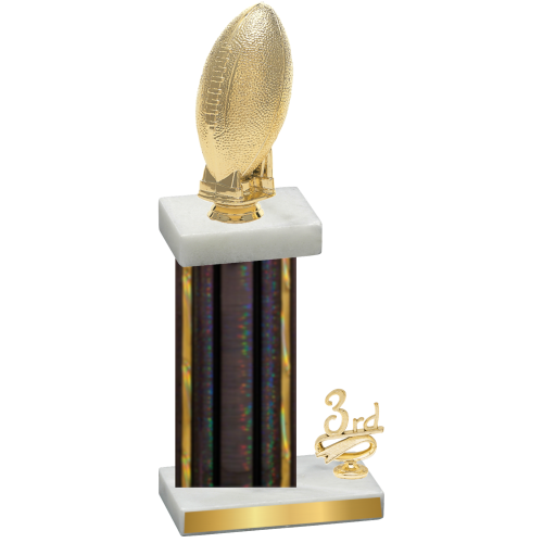 Accented Single Black Glacier Third Place Football Trophy