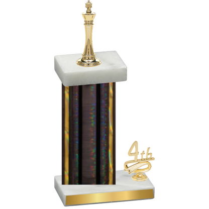 Accented Single Black Glacier Fourth Place Chess Trophy