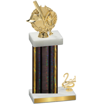 Accented Single Black Glacier Second Place Baseball Trophy