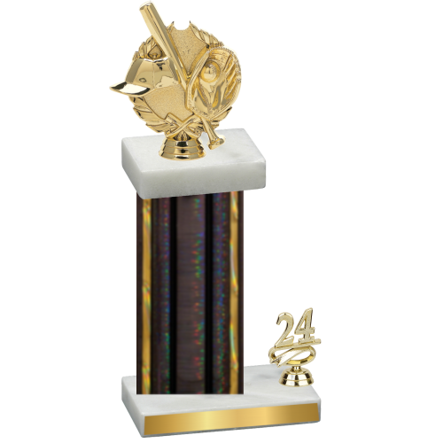 Accented Single Black Glacier Year Baseball Trophy