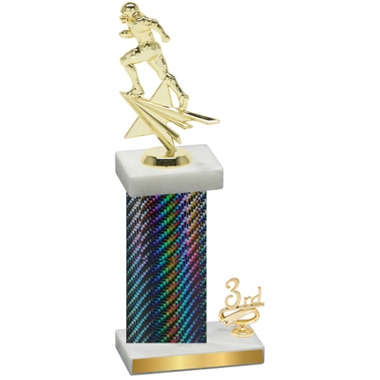 Accented Single Black Carbon Fiber Third Place Football Trophy